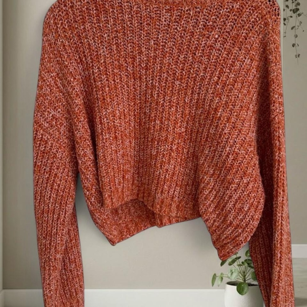 Sincerely Jules Orange and white cropped sweater